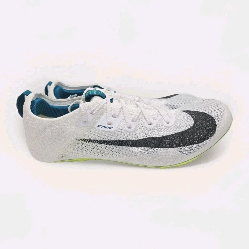 Nike Zoom Superfly Elite 2 Flyknit White/Green Track Spikes Men's 9.5 FZ9662-100